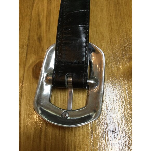 Vintage Brighton Two Tone Reversible Leather Belt Brown Black Embossed Design - Picture 8 of 10